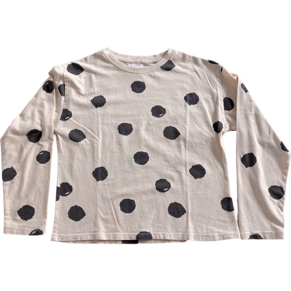 Zara girls long sleeve t-shirt. Cream and grey. 11-12